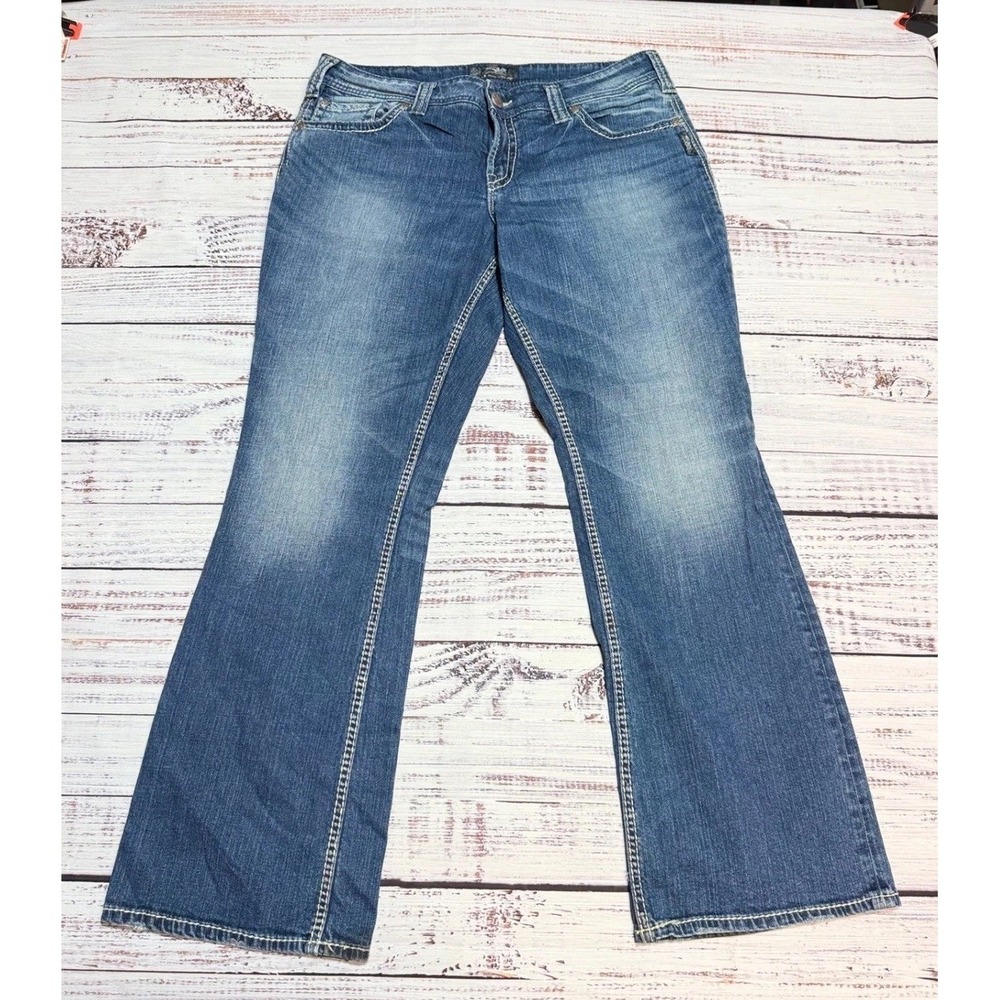 Silver Jeans Suki Surplus Bootcut Jeans 16/32 Medium Wash Blue Flap Pocket